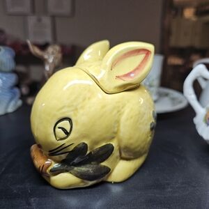 Yellow Bunny Ceramic Container